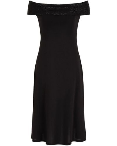 Emporio Armani Sequin-embellished Off-shoulder Minidress - Black
