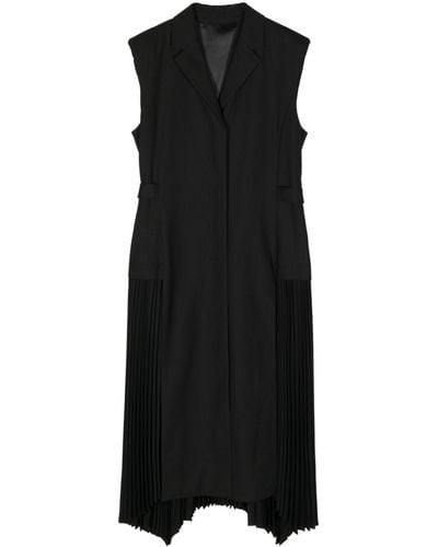 Juun.J Pleat-detail Midi Dress - Black