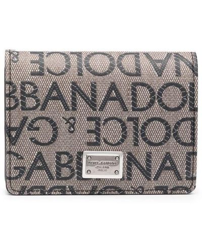 Dolce & Gabbana Monogram-jacquard Bi-fold Cardholder - Grey