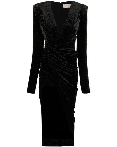 Alexandre Vauthier Draped Asymmetrical Velvet Dress - Black