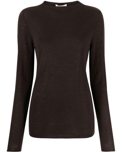 Tibi Long-sleeve Wool-blend Top - Black