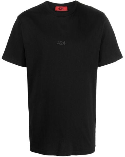 424 Raised Logo-detail Cotton T-shirt - Black