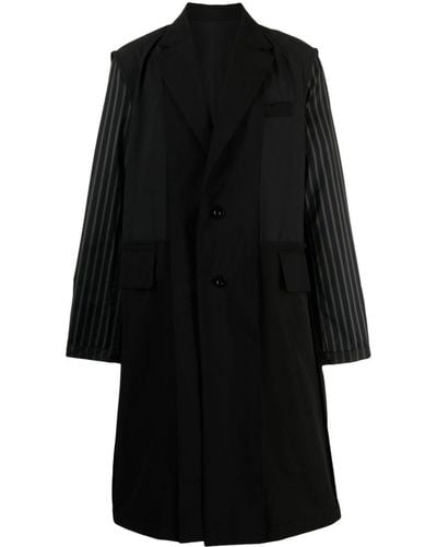Sacai Einreihiger Mantel mit Streifen - Schwarz
