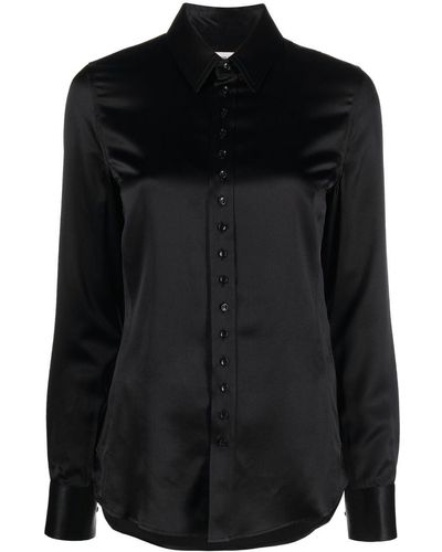 Saint Laurent Camisa de seda con botones - Negro