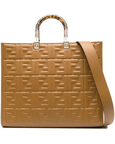 Fendi Ff Logo-embossed Tote Bag - Natural