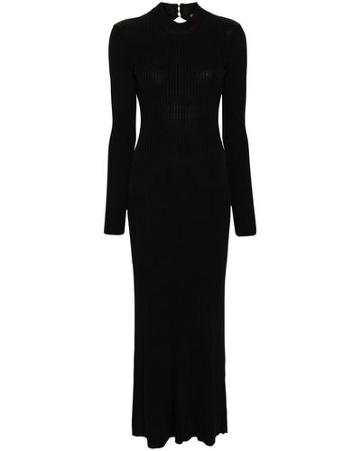 STAUD Palmira Ribbed-knit Midi Dress - Black