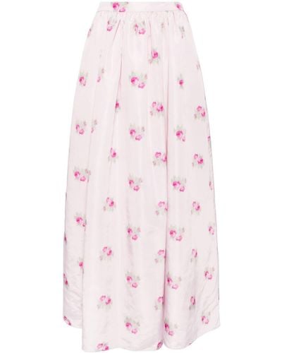 LoveShackFancy Minita Floral-print Maxi Skirt - Pink
