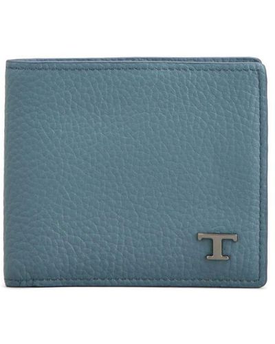Tod's Logo-plaque Bi-fold Leather Wallet - Blue