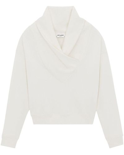 Saint Laurent Sweatshirt mit Schalkragen - Weiß