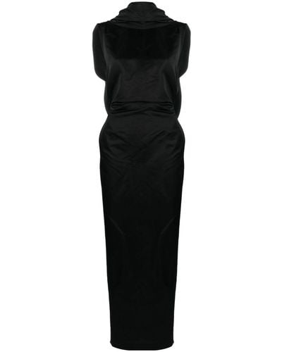 The Attico Silk Shawl Gown - Black