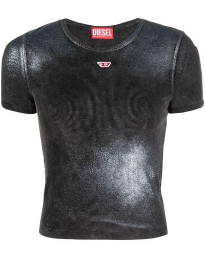DIESEL T-ele-n1 T-shirt Met Glitter - Grijs