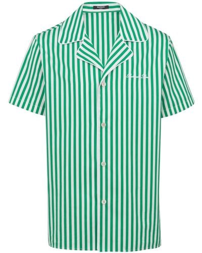 Balmain ストライプ パジャマシャツ - グリーン