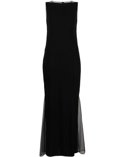 Helmut Lang Sheer-panelled Flared Dress - Black