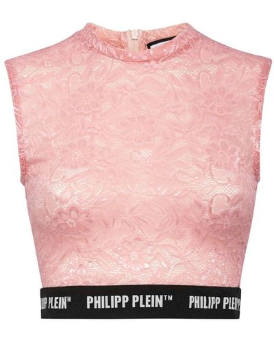 Philipp Plein Bralette mit Spitzenmuster - Pink