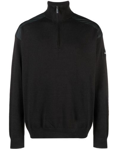 Calvin Klein Cotton-blend Quarter-zip Jumper - Black