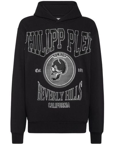 Philipp Plein Crystal-embellished Jersey Hoodie - Black