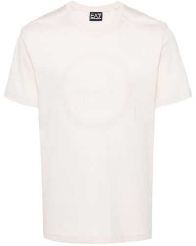 EA7 Logo Series T-Shirt mit rundem Ausschnitt - Weiß