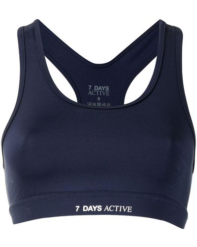 7 DAYS ACTIVE Logo-print Sports Bra - Blue