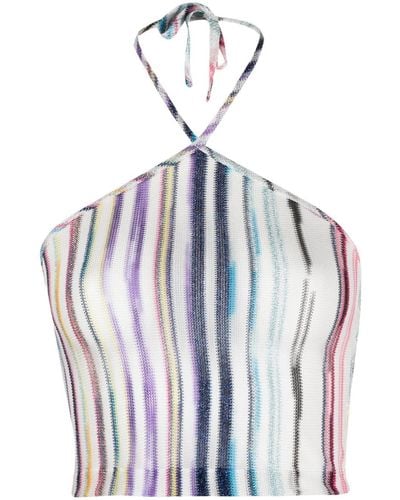 Missoni Multicolor Striped Halterneck Knit Top - Women's - Viscose/cupro/polyester - Blue
