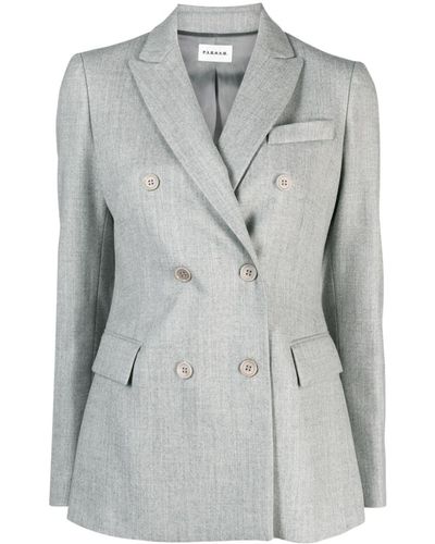 P.A.R.O.S.H. Notched-lapels Double-breasted Blazer - Grey
