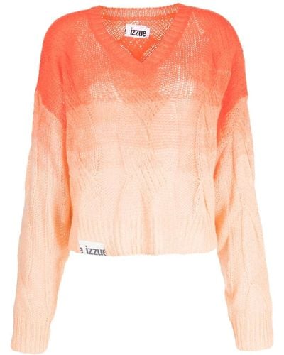 Izzue Ombré-effect Cable-knit Sweater - Pink