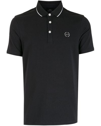 Armani Exchange Poloshirt Met Logoprint - Zwart