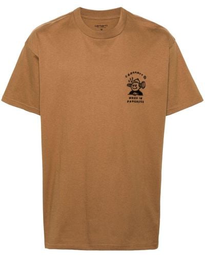 Carhartt Logo-embroidered Cotton T-shirt - Brown
