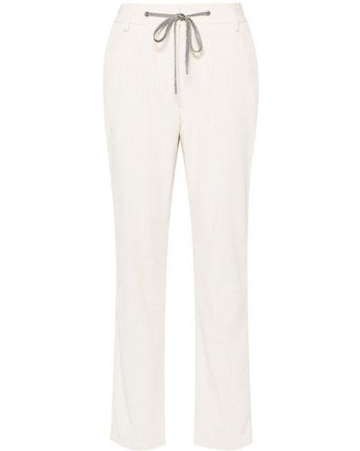 Eleventy Drawstring-fastening Corduroy Trousers - White