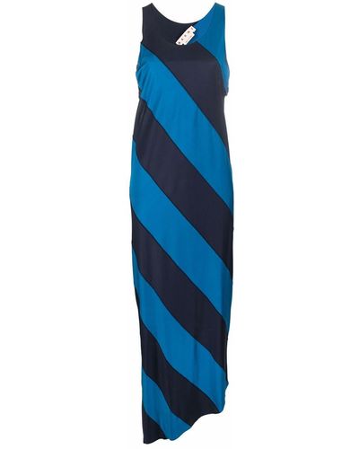 Marni Diagonal-stripe Sleeveless Dress - Blue