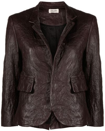 Zadig & Voltaire Verys Crinkled-leather Blazer - Black