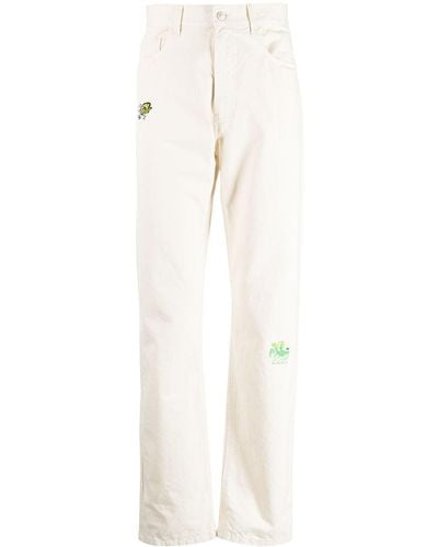 Carne Bollente Embroidered-motif Straight-leg Jeans - White