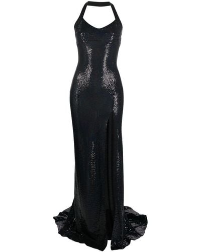Atu Body Couture Sequinned Halterneck Gown - Black