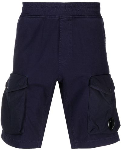 C.P. Company Lens-detail Cotton Cargo Shorts - Blue