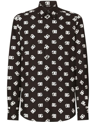 Dolce & Gabbana Camisa con logo DG - Negro