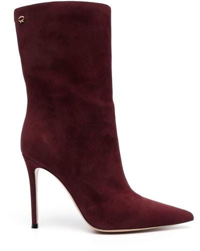 Gianvito Rossi Reus 105mm Leather Ankle Boots - Purple