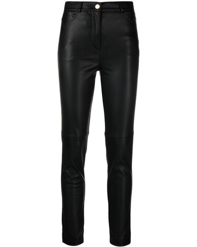 Blanca Vita Faux-leather Skinny Trousers - Black
