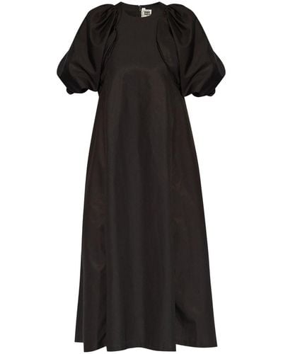Noir Kei Ninomiya Midi-jurk Met Pofmouwen - Zwart