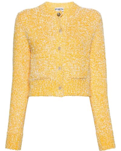 Ports 1961 Bouclé Knitted Cardigan - Yellow