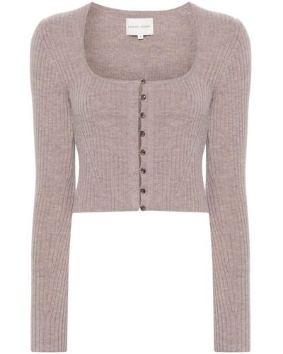 Loulou Studio Dahlia Ribbed Cropped Cardigan - Pink