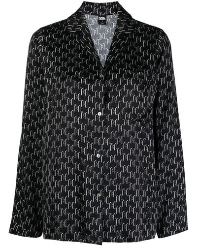 Karl Lagerfeld Pyjama Met Monogramprint - Zwart