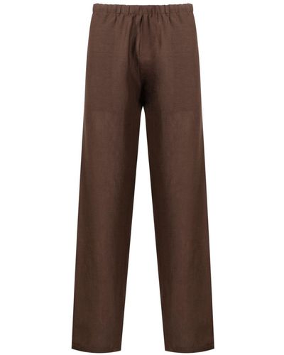Amir Slama Elasticated-waistband Linen Pants - Brown