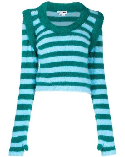Sunnei Fluffy Striped Sweater - Blue