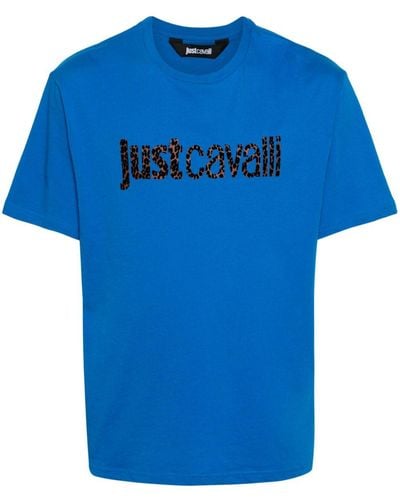 Just Cavalli Katoenen T-shirt Met Logo - Blauw