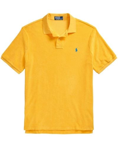 Polo Ralph Lauren Badstof Poloshirt Met Geborduurd Logo - Geel