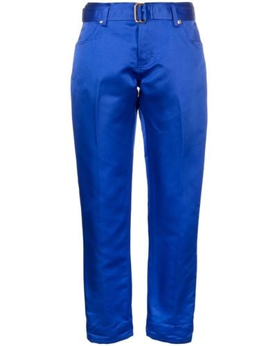 Tom Ford Cropped Silk Satin Trousers - Blue