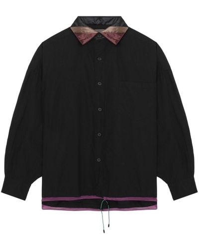 Kolor Striped-collar Cotton Shirt - Black