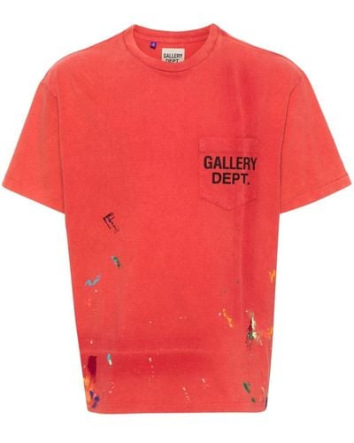 GALLERY DEPT. Paint-splatter-detail Cotton T-shirt - Red