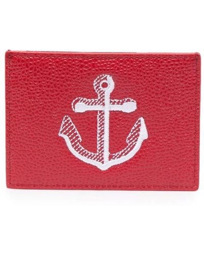 Thom Browne Anchor-embroidered Leather Cardholder