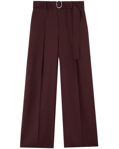 Jil Sander Belted Wide-leg Wool Trousers - Purple