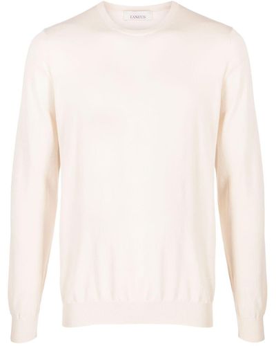 Laneus Long-sleeve Fine-knit Sweater - White